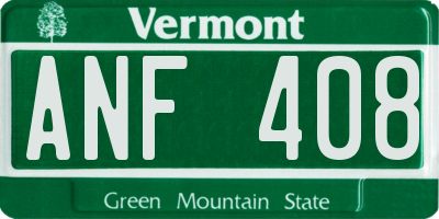VT license plate ANF408