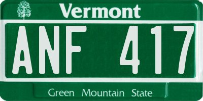 VT license plate ANF417
