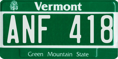 VT license plate ANF418