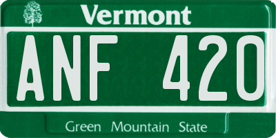 VT license plate ANF420
