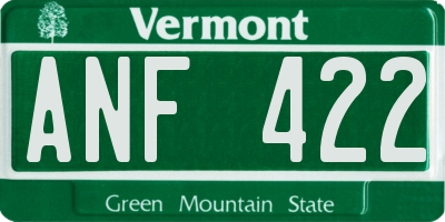 VT license plate ANF422