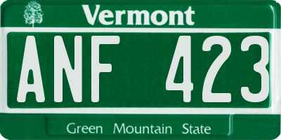 VT license plate ANF423