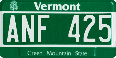 VT license plate ANF425