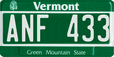 VT license plate ANF433