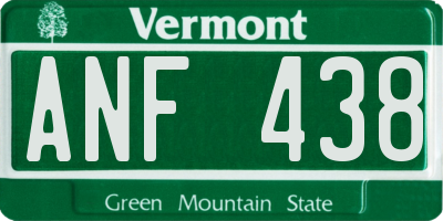 VT license plate ANF438