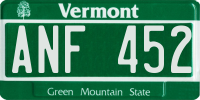 VT license plate ANF452