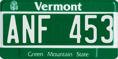 VT license plate ANF453