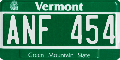 VT license plate ANF454