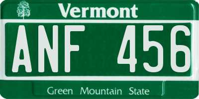 VT license plate ANF456