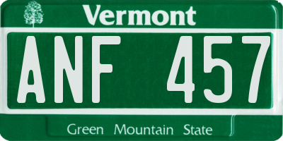 VT license plate ANF457