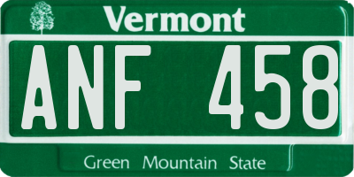 VT license plate ANF458