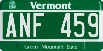 VT license plate ANF459