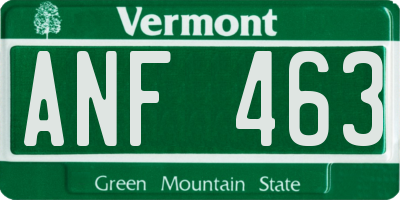 VT license plate ANF463