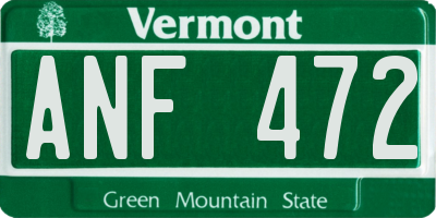 VT license plate ANF472