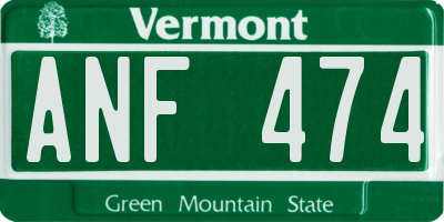 VT license plate ANF474