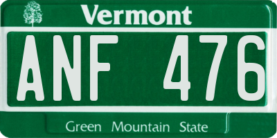 VT license plate ANF476