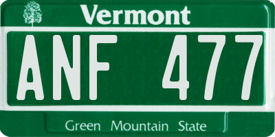 VT license plate ANF477