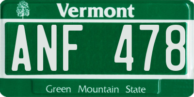 VT license plate ANF478