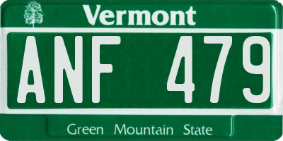 VT license plate ANF479
