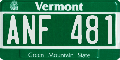 VT license plate ANF481
