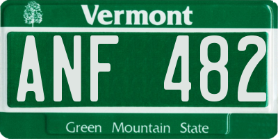 VT license plate ANF482