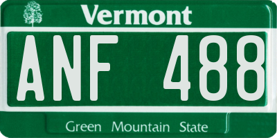 VT license plate ANF488