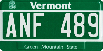 VT license plate ANF489