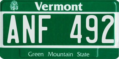 VT license plate ANF492