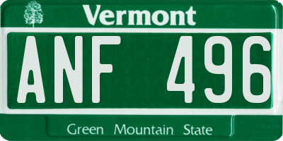 VT license plate ANF496