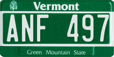 VT license plate ANF497