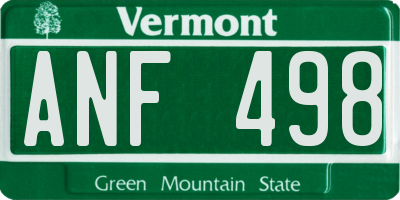 VT license plate ANF498