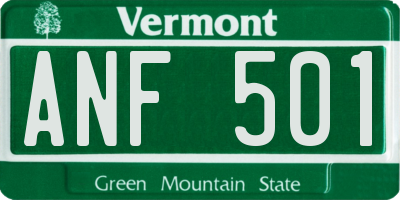 VT license plate ANF501