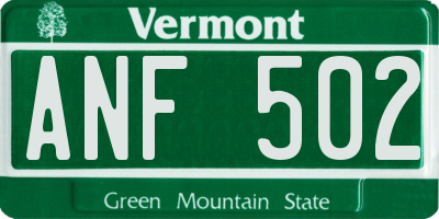VT license plate ANF502