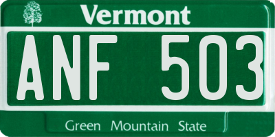 VT license plate ANF503