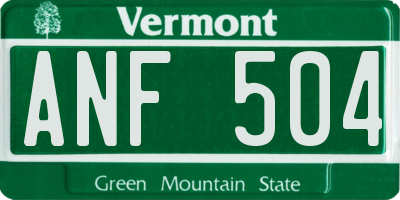 VT license plate ANF504