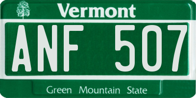 VT license plate ANF507