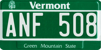VT license plate ANF508