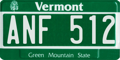 VT license plate ANF512