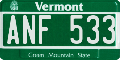VT license plate ANF533
