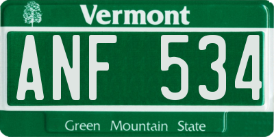 VT license plate ANF534