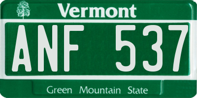 VT license plate ANF537