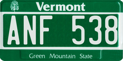VT license plate ANF538