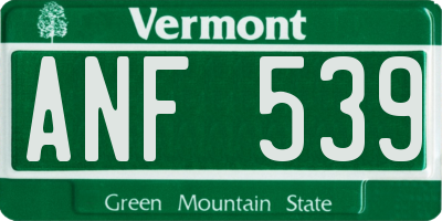 VT license plate ANF539