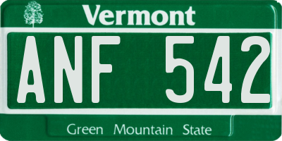 VT license plate ANF542