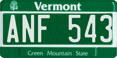 VT license plate ANF543