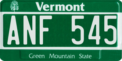 VT license plate ANF545