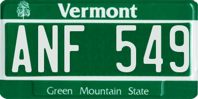 VT license plate ANF549