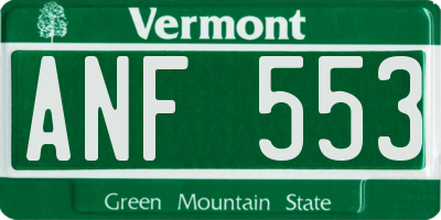 VT license plate ANF553