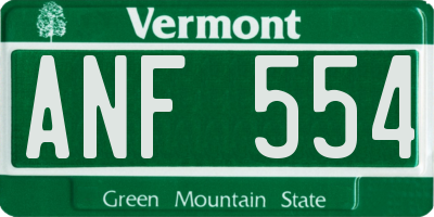 VT license plate ANF554