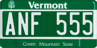 VT license plate ANF555